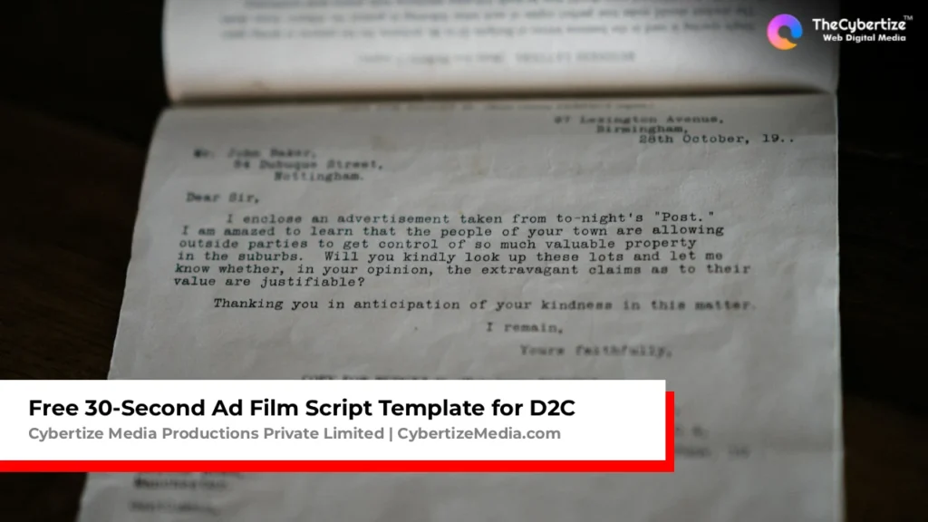 Free Ad Film Script Template
